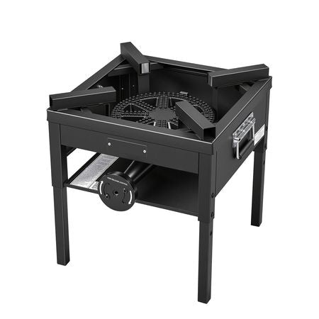 Single Burner Outdoor Propane Gas Stove, 200,000 BTU Propane LPG Gas Camping Stove, Heavy Duty Carbon Steel Outdoor Cooker, with Shield & 20 PSI Regulator, for BBQ Camp Home Patio Seafood Boil