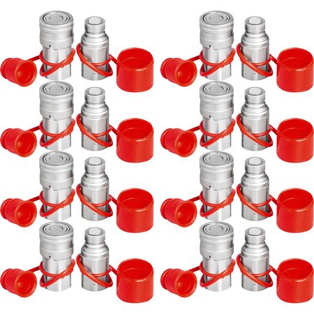 Skid Steer Hydraulic Quick Connect 1/2\" Body Hydraulic Coupler 1/2\" NPT Hydraulic Coupling Quick Connect 8 Pairs Hydraulic Quick Coupler 27.6 MPa (ISO 16028) (8 Pairs)
