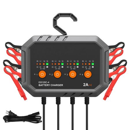 Smart Battery Charger, 8-Amp, LiFePO4 Lead-Acid (AGM / Gel / SLA) Car Battery Charger, Fully-Automatic Charger Maintainer for Boat Motorcycle Lawn Mower Golf Cart Marine Deep Cycle