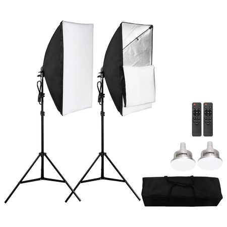 Softbox Lighting Kit, 20" x 28", Professional Softbox with 45W 3000-6500K LED Bulbs, 3 Continuous Lighting Effects, Tripod Stand, Remote Control, Studio Lights for shooting, Live Streaming