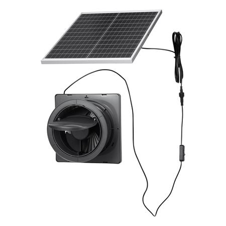 Solar Powered Fan, 25W Solar Panel with 220 CFM Airflow, Adjustable Panel Angle, 2030 RPM High-Speed, Flexible Install, Fast Air Exchange for Greenhouse, Grow Tents, Chicken Coops, Shelters