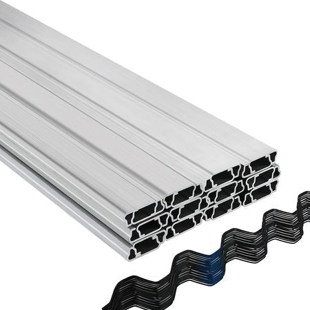 Spring Wire and Lock Channel, 6.56ft Spring Lock & U-Channel Bundle for Greenhouse, 40 Packs PE Coated Spring Wire & Aluminum Alloy Channel,Plastic Poly Film or Shade Cloth Attachment with Screw