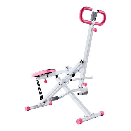 Squat Machine, Deep Squat Rowing Machine for Home, Easy Setup & Foldable Exercise Equipment, Glute Trainer Machine with 3 High-Strength Resistance Bands, Glutes & Leg Home Workout Machine, White