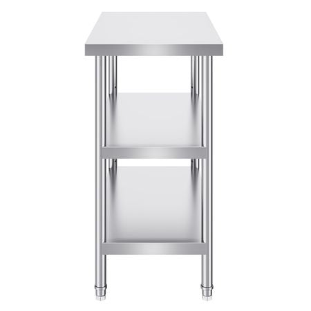Stainless Steel Food Prep Table, 18 x 36 x 34 Inch Commercial Kitchen Worktable, with 2 Adjustable Undershelf, Heavy Duty Prep Table Metal Work Table for BBQ, Kitchen, Home, and Garage