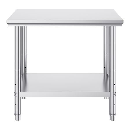 Stainless Steel Prep Table, 900x600x800 mm, 700 lbs Load Capacity, Heavy Duty Metal Worktable with 3 Adjustable Height Levels, Commercial Workstation for Kitchen Garage Restaurant Backyard