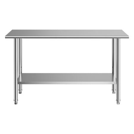 Stainless Steel Work Table, 24x60 Inch Food Prep Table, Commercial Kitchen Workstation with Adjustable Undershelf, Metal Heavy Duty Utility Worktable, for Restaurant Home Hotel Garage Outdoor