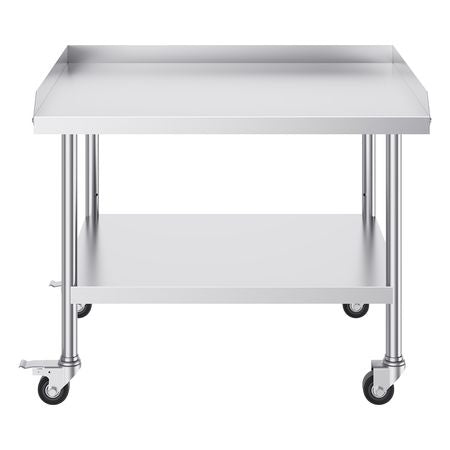 Stainless Steel Work Table, 30 x 36 x 30 Inch Commercial Food Prep Worktable with 4 Wheels, Casters, 3-Sided Backsplash Heavy Duty Prep Worktable, Metal Work Table for Restaurant Home Hotel