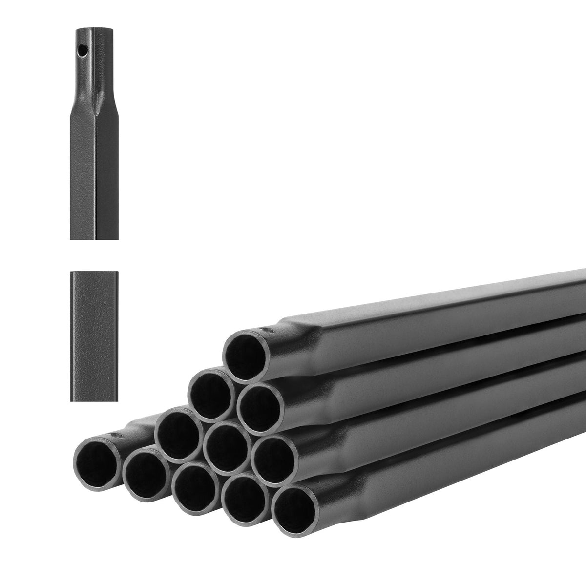 Staircase Balusters 11 Pack, 44 Inch Durable Carbon Steel Stair Balusters, 0.5 Inch Indoor Square Metal Spindle Railing, Corrosion-Proof Hollow Deck Railing with Pre-Drilled Holes, Matte Black