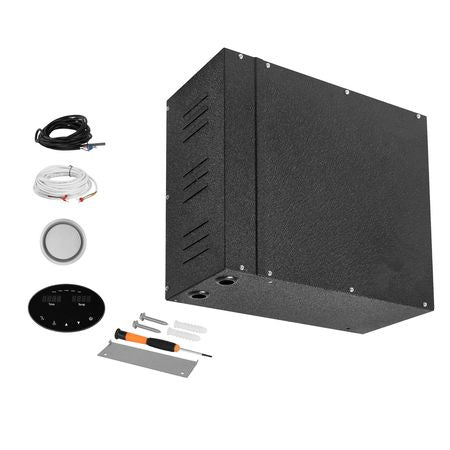 Steam Generator, 9 kW Steam Shower System with Controller for Home Sauna Bath Spa, Commercial Auto Drain Kit with Overheat, Dry-Run & Overpressure Protection, 10 Min to 24h Efficient, Black