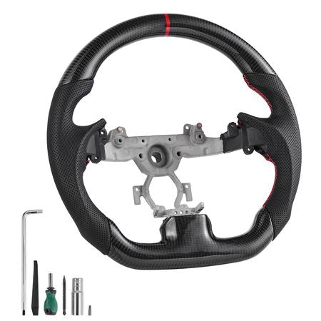 Steering Wheel for 2007-2013 Infiniti G37, Carbon Fiber Steering Wheel D-Shaped Flat-Bottom, Leather Grip with Non-Slip Texture & Precise Stitching, Accessories Replacement for Infiniti, Black