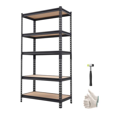 Storage Shelves, 5-Tier Adjustable, 2000 lbs Capacity, Heavy Duty Garage Storage Shelving Unit, Metal Utility Rack Shelf, for Kitchen Pantry Basement Bathroom, 32.36" W x 16.34" D x 62.76" H