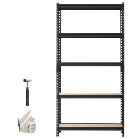 Storage Shelves, 5-Tier Adjustable, 3000 lbs Capacity, Heavy Duty Garage Storage Shelving Unit, Metal Utility Rack Shelf, for Kitchen Pantry Basement Bathroom, 36.34" W x 12.17" D x 71.38" H