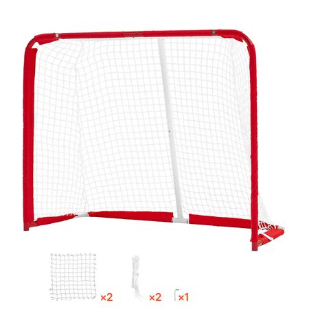 Street Hockey Goal, Heavy-Duty Steel Street + Roller Hockey Nets, Durable Hockey Net for Indoor Outdoor Use, Lightweight Portable Training, Easy Assembly for Backyard Park Garage, 55.9 x 44.5 in