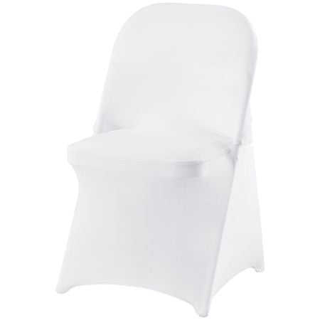 Stretch Spandex Folding Chair Covers, Universal Fitted Chair Cover, Removable Washable Protective Slipcovers, for Wedding, Holiday, Banquet, Party, Celebration, Dining (12PCS White)