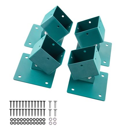 Swing Set Brackets, 4 Pack Heavy Duty Swing Set Leveling Hardware, Fits 4 x 4 in Post (Actual 3.6 x 3.6 in), 45°-60° Angle Range, Stainless Steel Anchor Level Kit on Uneven Grass Wooden Ground