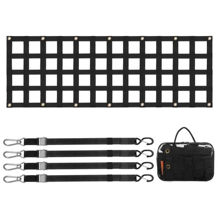 Tailgate Net, 60 in x 18 in, Heavy Duty Cargo Net for Truck Bed with 4 Adjustable Telescopic Straps, Extendable & Durable, Flexible Adjustment, Suitable for Pickup, Trailer, Truck, Jeep, SUV