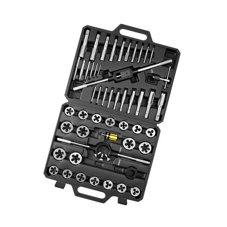 Tap and Die Set, 51-Piece Metric Sizes M6 to M24, with Coarse and Fine Thread Taps and Dies, Wrench, Carrying Case and Complete Accessories, Bearing Steel, for Threading and Rethreading Threads