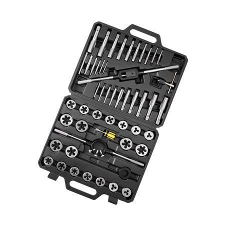 Tap and Die Set, 51-Piece SAE Sizes 1/4" to 1", with Coarse and Fine Thread Taps and Dies, Wrench, Carrying Case and Complete Accessories, Bearing Steel, for Threading and Rethreading Threads