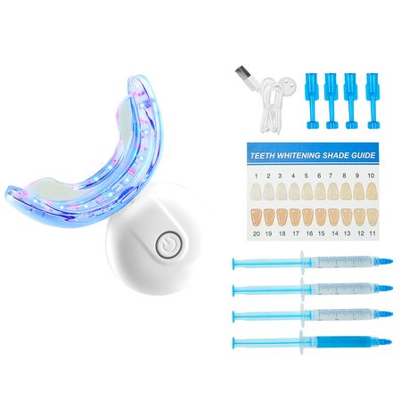 Teeth Whitening Kit with LED Light, 32 LED Accelerator Lights, Whitening Gel Syringe, Desensitizing Gel, and U-Shaped Tray, Wireless Portable Kit Fast and Effectively Removes Stubborn Stains