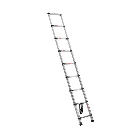 Telescoping Ladder, 8.5ft Stainless Steel Lightweight Extension Ladder, Multi-Button Retraction Collapsible Ladders, 330LBS Capacity & Non-Slip Feet, Portable 9-Step Ladders for Home, RV, Loft