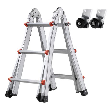 Telescoping Ladder A Frame, 11 FT Compact Aluminum Extension Ladder, Multi-Function Portable Collapsible RV Ladder, Telescopic Ladder for Homework Stairs Indoor Outdoor Roof, 330lb Load