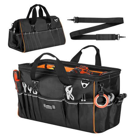 Tool Bag, 20 Inch, 33-Pocket Portable Large Tool Box Organizer Storage, Toolbox with Big Zipper, Adjustable Shoulder Strap, Water-Resistant Carry Toolbag, for Men Women Dad Husband Fathers Day