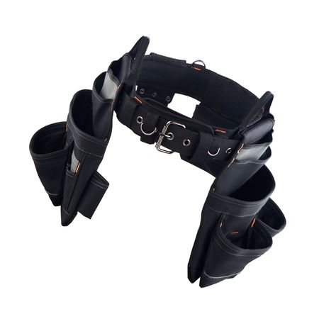 Tool Belt, 18 Pockets Professional Tool Pouch for Men, Heavy Duty Adjustable Utility Belt Detachable Work Bag for Electrician, Carpenter, Construction, Work Apron Organizer, Adjusts 31in to 51in