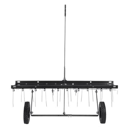 Tow Behind Dethatcher, 40-inch Tow Dethatcher with 20 Spring Steel Tines, Lawn Dethatcher Rake for ATV or Mower, Tow Behind Lawn Rake with Lift Handle for Garden Farm Grass