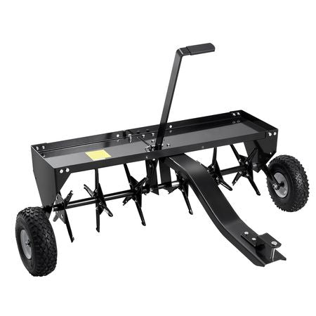 Tow Behind Plug Aerator, 40-Inch Tow Behind Lawn Plug Aerator with Universal Hitch, Pull Behind Aerator with Iron Spikes Alternately Arranged, Lawn Aerator Tow Behind for Gardens, Lawns, Farms