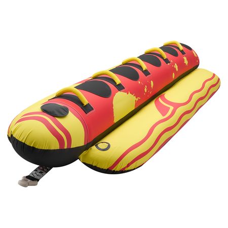 Towable Tubes for Boating, 5 Riders Inflatable Boat Tubes and Towables, 850 lbs Capacity Water Sport Tube for Boat to Pull - with Full Nylon Cover, Padded Grip Handles & Safety Valve