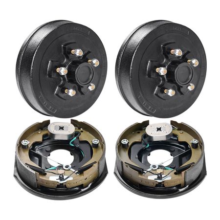 Trailer Hub Drum Kits 5 on 4.5" B.C. with 10" x 2-1/4" Electric Brakes, Self-Adjusting Trailer Brake Assembly for 3500 lbs Axle, 4-Hole Mounting, Backing Plates for Brake System Part Replacement