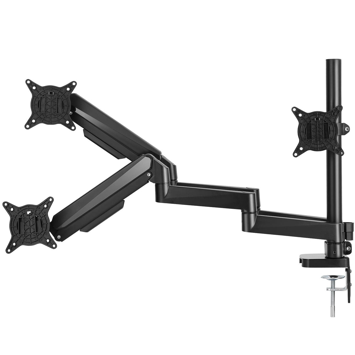 Triple Monitor Mount, Supports 13"-27" Screens, Fully Adjustable Gas Spring Monitor Arm, Holds up to 20 lbs per Arm, Triple Monitor Stand with C-Clamp/Grommet Mounting Base, VESA Mount 75/100 mm