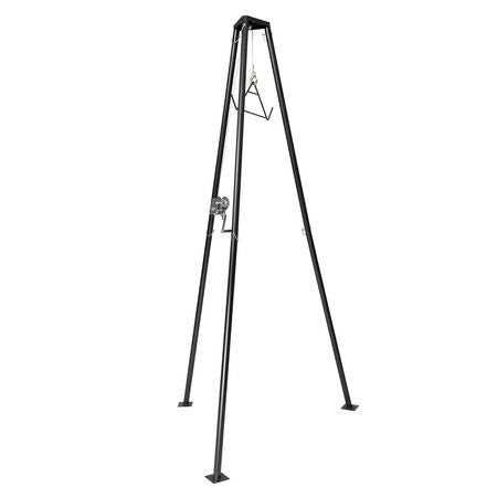 Tripod Deer Hoist, 500 lbs Load Capacity, Hunting Game Hoist Winch Lift with Gambrel & Manual Winch, Hunting Game Skinning and Cleaning Accessory for Cleaning, Skinning, and Moving, Black