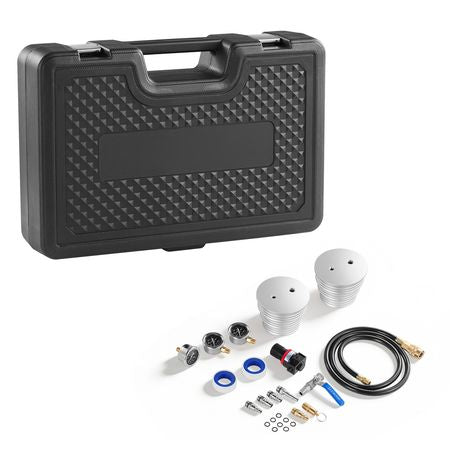 Turbo Boost Leak Tester Kit, Compatible with 3"/3.5"/4" Pipe, 0-150 PSI Valve Gauge & 0-60 PSI Adapter Gauge, Turbo System Leakage Tester Set with 4 Pairs of Air Fittings for Diesel Trucks, SUVs