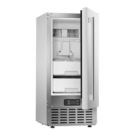 Undercounter Built-in Ice Maker, 66 Lbs/Day Under Counter Nugget Ice Maker Machine with Reversible Door Stainless Steel, Freestanding Ice Maker for Commercial Home Kitchen, Electric Drainage