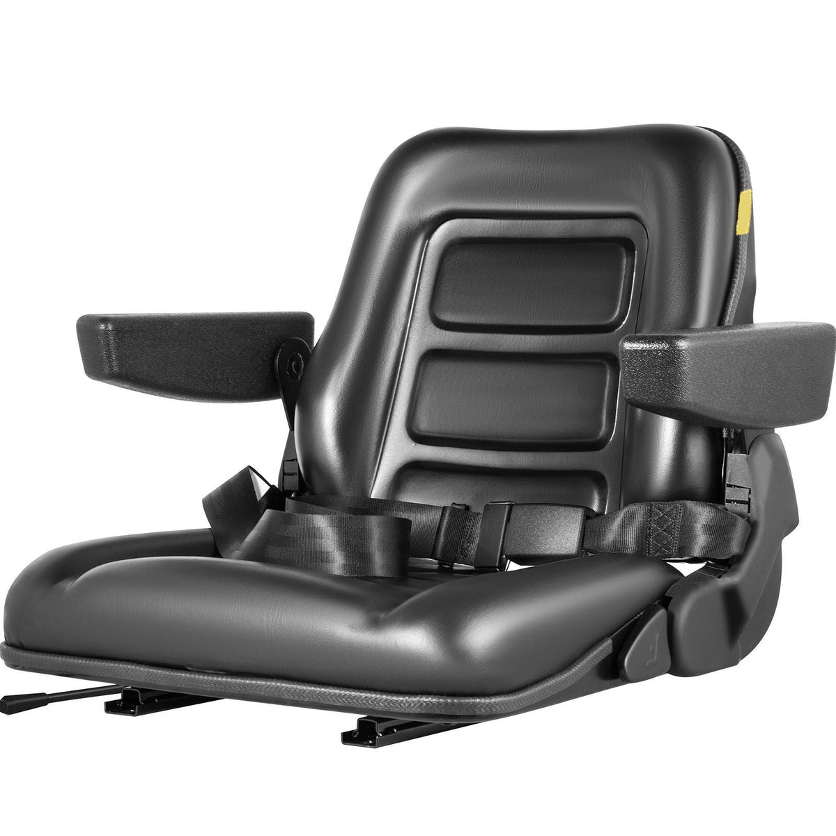 Universal Forklift Seat Black PVC Tractor Seat, 6\"/150MM Adjustable Mower Seat Foldable Seat Including Armrests, Seat Belt, Seat Switch, Skid Steer Seat Fit Forklift, Tractor, Skid Loader