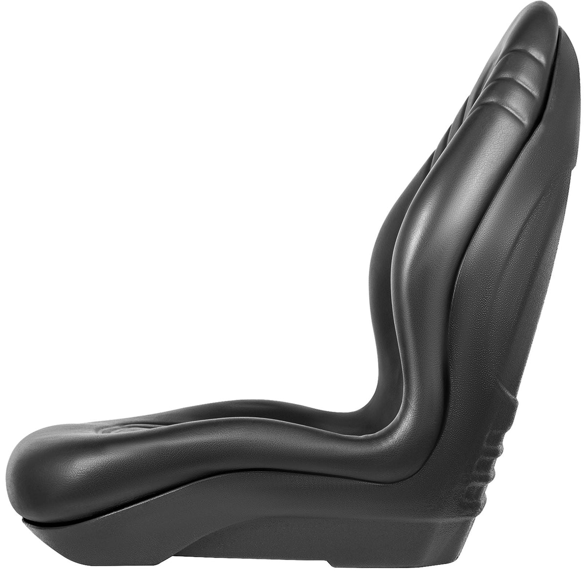 Universal Lawn Tractor Seat Replacement, Compact High Back Mower Seat, Black Vinyl Forklift Seat, Central Drain Hole Skid Steer Seat with Mounting Bolt Patterns of 8\" x 11.5\" & 11.25\" x 11.5\