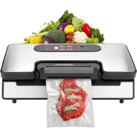 Vacuum Sealer Machine, 90Kpa 130W Powerful Dual Pump and Dual Sealing, Dry and Moist Food Storage, Automatic and Manual Air Sealing System with Built-in Cutter, with Seal Bag and External Hose