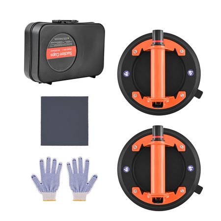 Vacuum Suction Cup, 8-Inch Vacuum Glass Lifter with Metal Handle, 429 lbs Max Lifting Capacity Tile Suction Cup Tool with Carrying Case for Lifting Large Tile, Granite, Drywall, Windows (2-Pack)