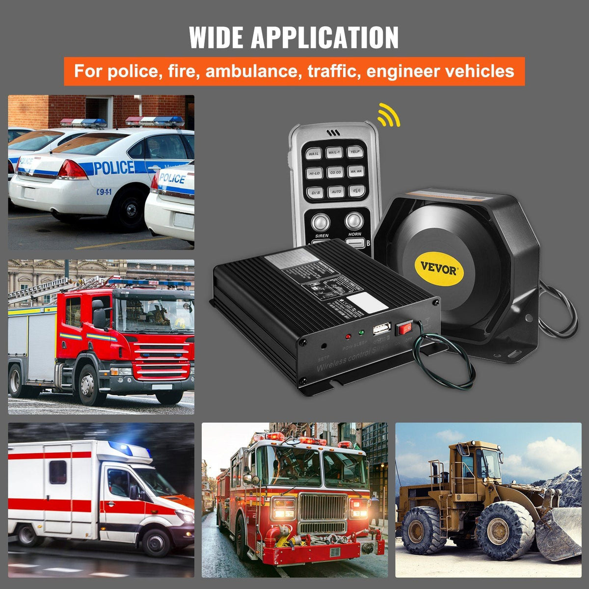 200W 18 Sound Loud Car and Truck Warning Alarm Police Siren Horn 18 Tones Fire Ambulance Emergency Electronic Siren Horn Kit PA MIC System
