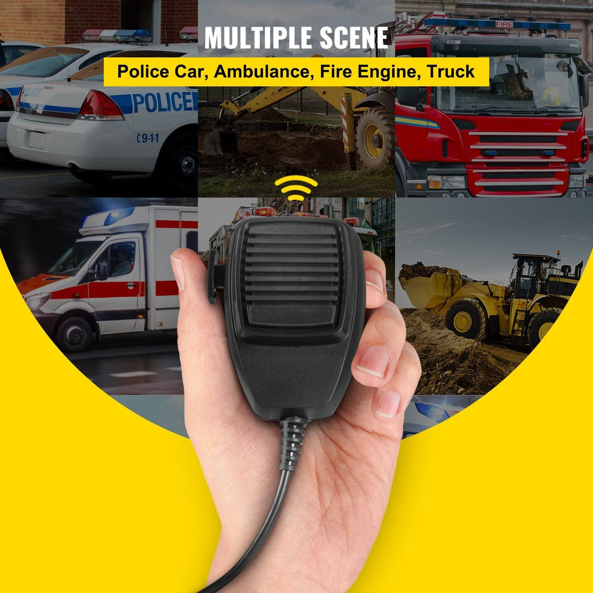 200W Siren Bundle 8 Tones Emergency Warning Siren with PA Speaker MIC System Vehicle Siren Box Fit for Police, Ambulance, Fire Fighting and Engineer Vehicles