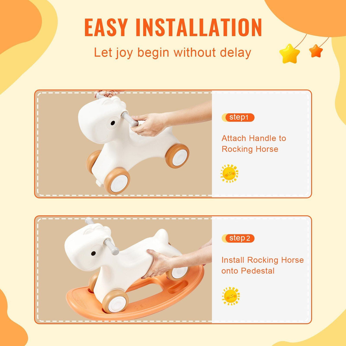 3 in 1 Rocking Horse for Toddlers 1-3 Years, Baby Rocking Horse with Detachable Balance Board and 4 Smooth Wheels, Support up to HDPE Material 80 lbs Kids Ride on Toy, 40° Swinging, Red