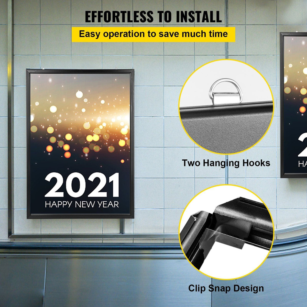 33X24inch LED Movie Poster Frame Slim Snap Aluminum LED Light Box for Poster Advertising Menu/business Signs Menu Display(33X24inch-LED)