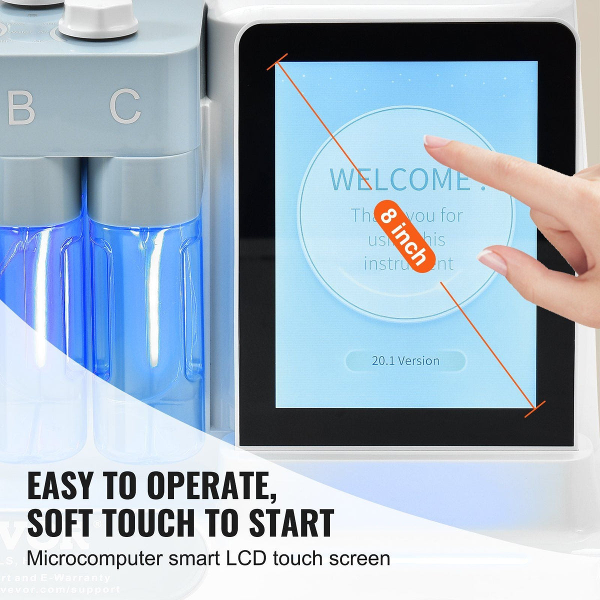8 in 1 Hydrogen Oxygen Facial Machine, Professional Hydrafacial Machine for Spa, Hydro Facial Cleansing Rejuvenation Machine with 8 in LCD Screen, Microcurrent Probe, Bipolar RF Radiofrequency