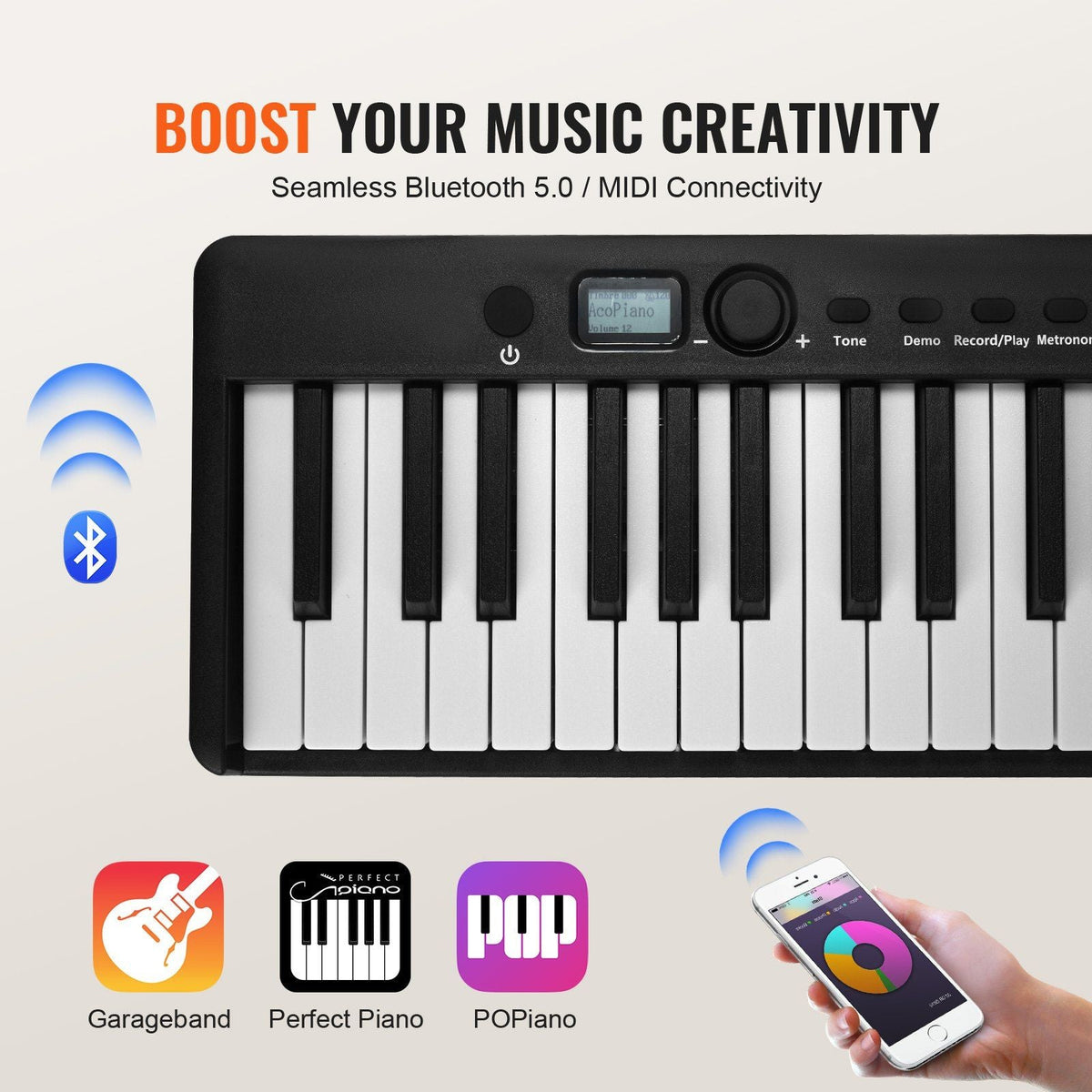 88 Key Folding Keyboard Piano Portable Foldable Bluetooth MIDI with Stand