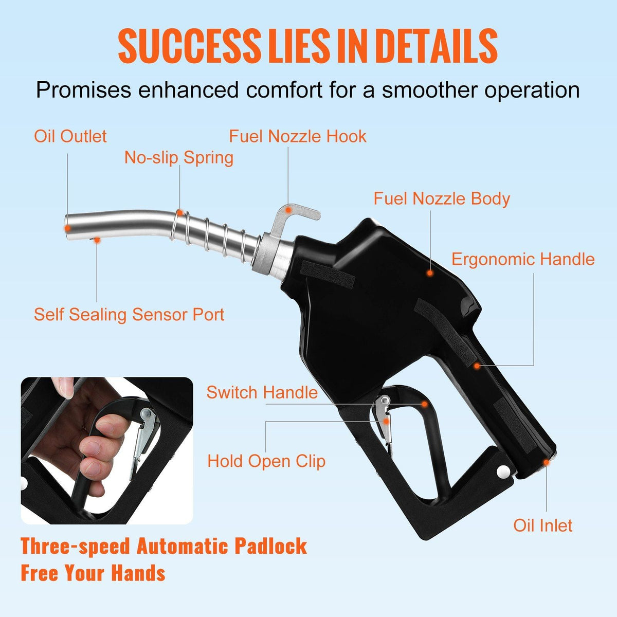 Automatic Fuel Nozzle Shut Off Fuel Refilling 3/4" NPT 15/16" Spout Diesel