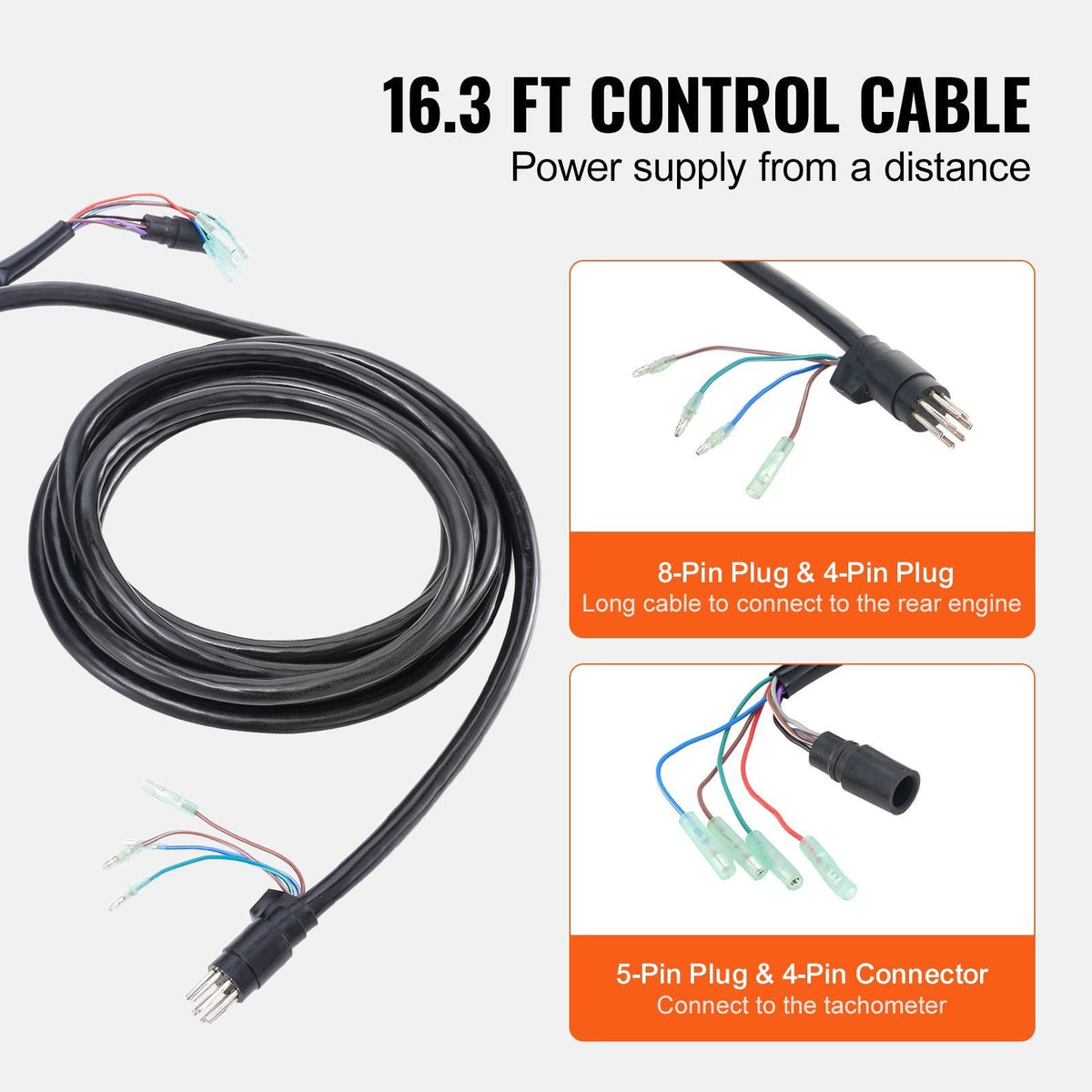 Boat Throttle Control, 881170A15 Side-Mounted Outboard Remote Control Box for Mercury PT 2-Stroke, Marine Throttle Control Box with Power Trim Switch, 16.3 ft Harness 8+4 Pin, and Lanyard