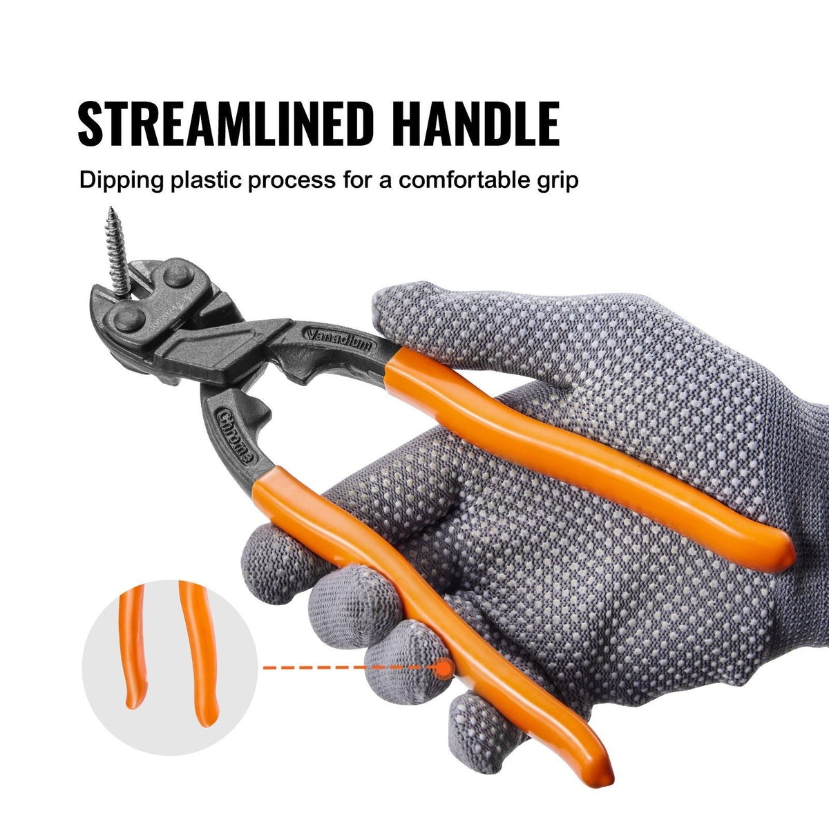 Bolt Cutter, 8" Mini Lock Cutter, Streamlined Ergonomic Handle, Chromium Vanadium Alloy Steel Blade, Heavy Duty Bolt Cutter for Rods, Bolts, Cables, Steel Wires, Rivets, and Chains