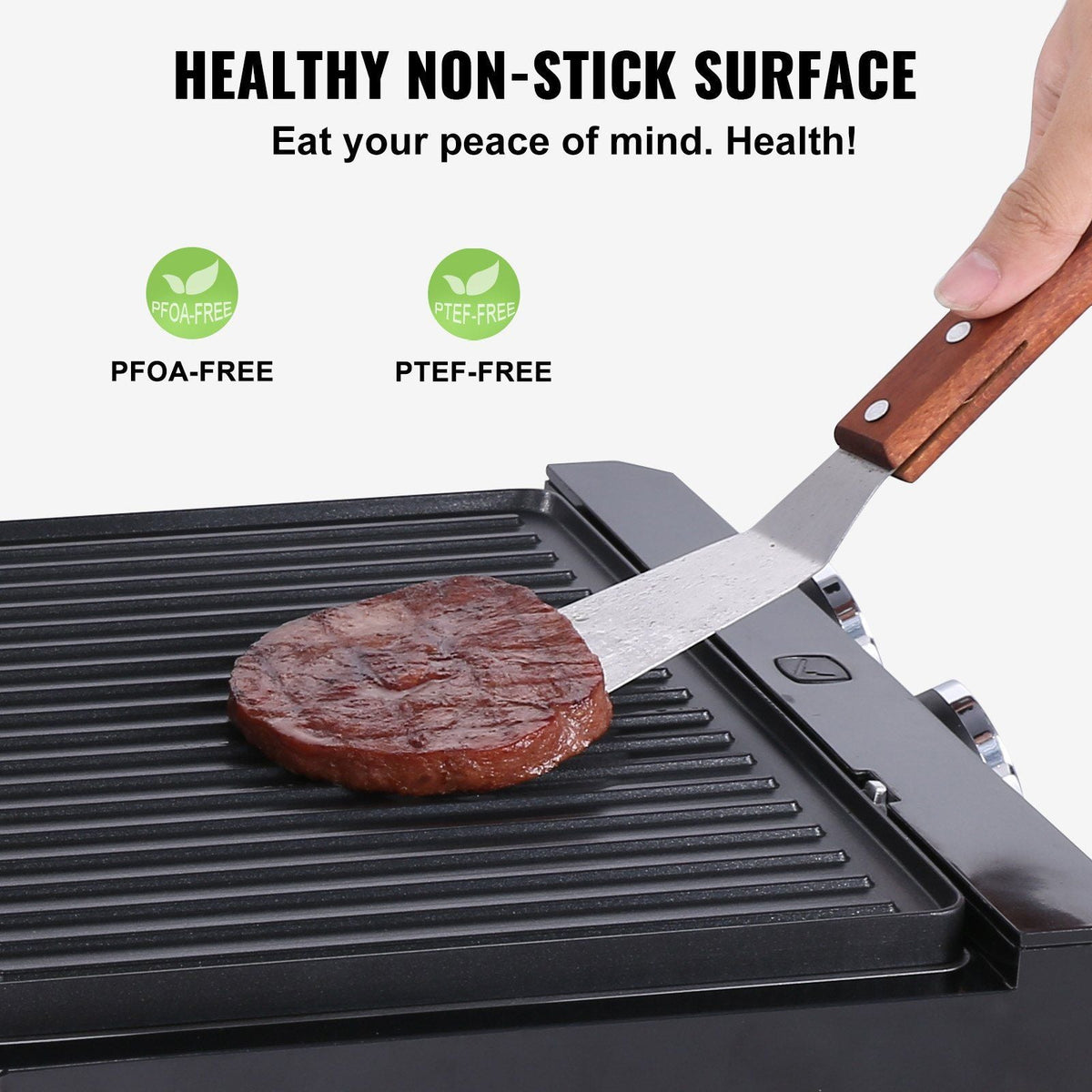 Commercial Electric Griddle, 14.5" 1500W Indoor Countertop Grill, Stainless Steel Restaurant Teppanyaki Grill with Non Stick Iron Cooking Plate, 0-446°F Adjustable Temperature Control, 120V
