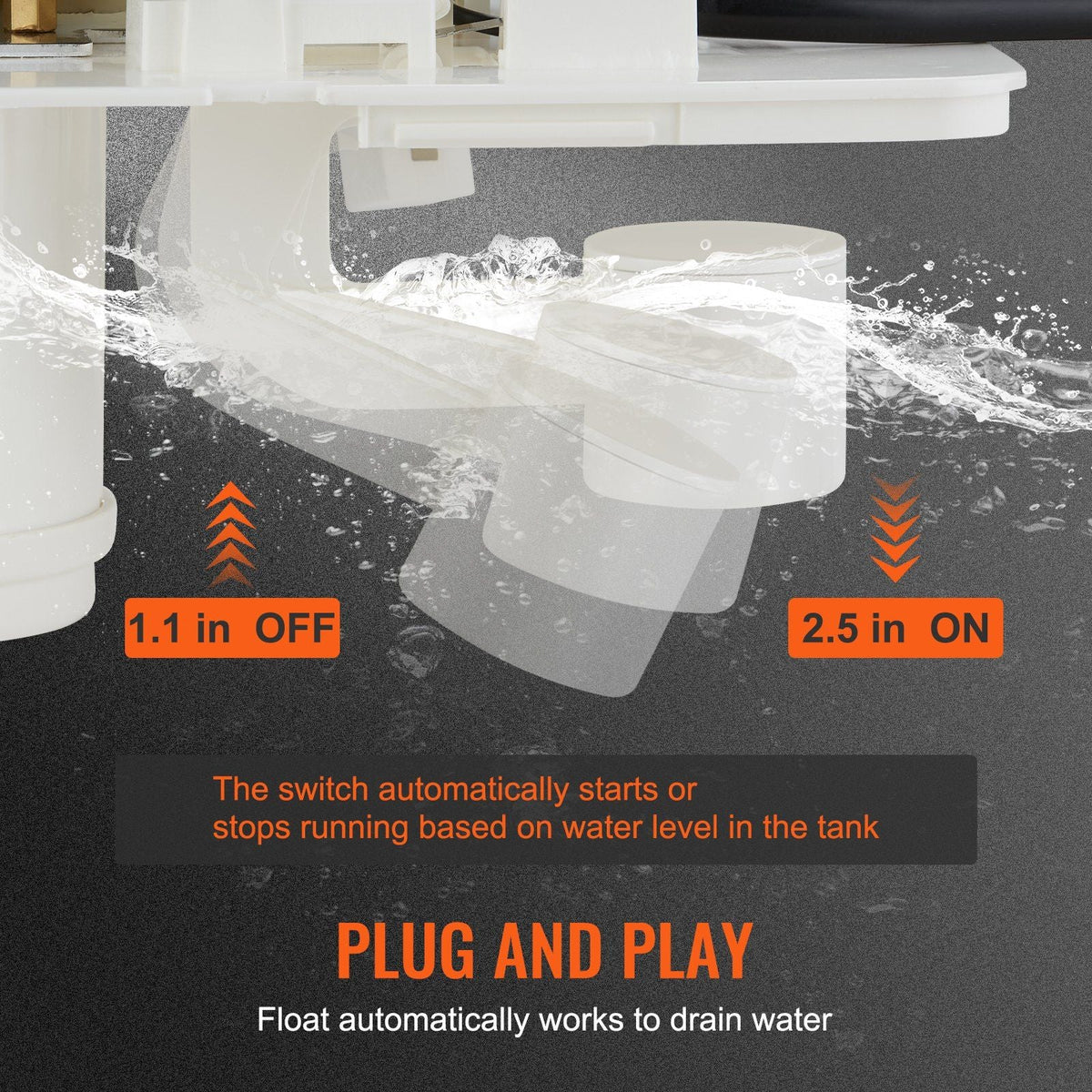 Condensate Removal Pump, 1/30 HP, 100 GPH, 24 ft Lift, 115V Automatic AC Condensation Pump with Safety Switch & 20' Tubing for Air Conditioner, Dehumidifier, HVAC, Furnace, Ice Maker Water Drain